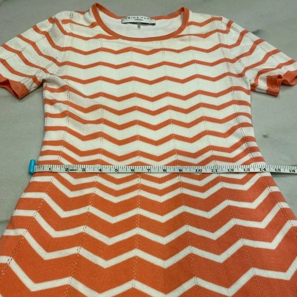 Trina Turk Dress Sweater Knit Chevron‎ Coral Cream